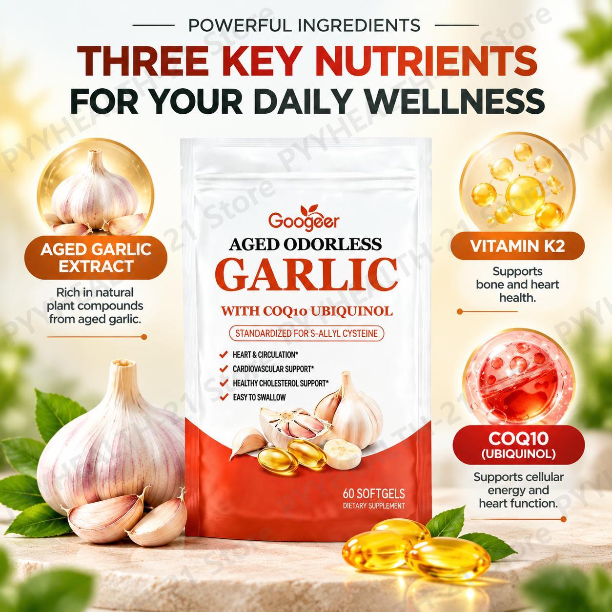 Aged Odorless Garlic Softgels  - Coq10 Ubiquinol Softgel recension och pris